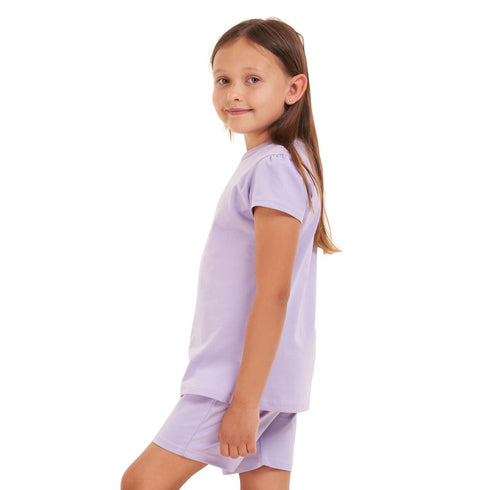 Girls summer pajama set Purple t-shirt +shorts